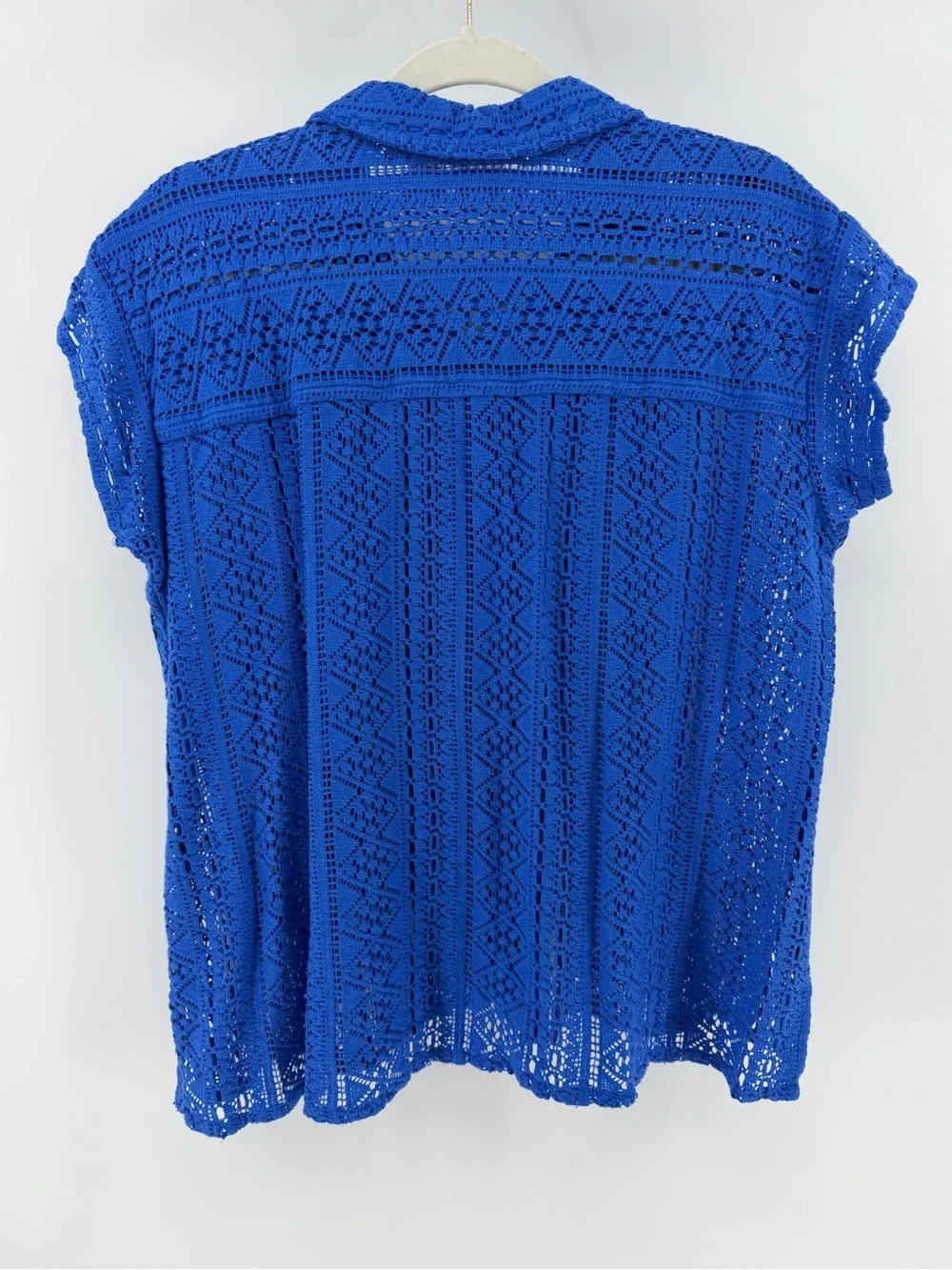 GOA by Japna Crocheted Swim Coverup Blue Shirt & Shorts Matching Set, Women's XL